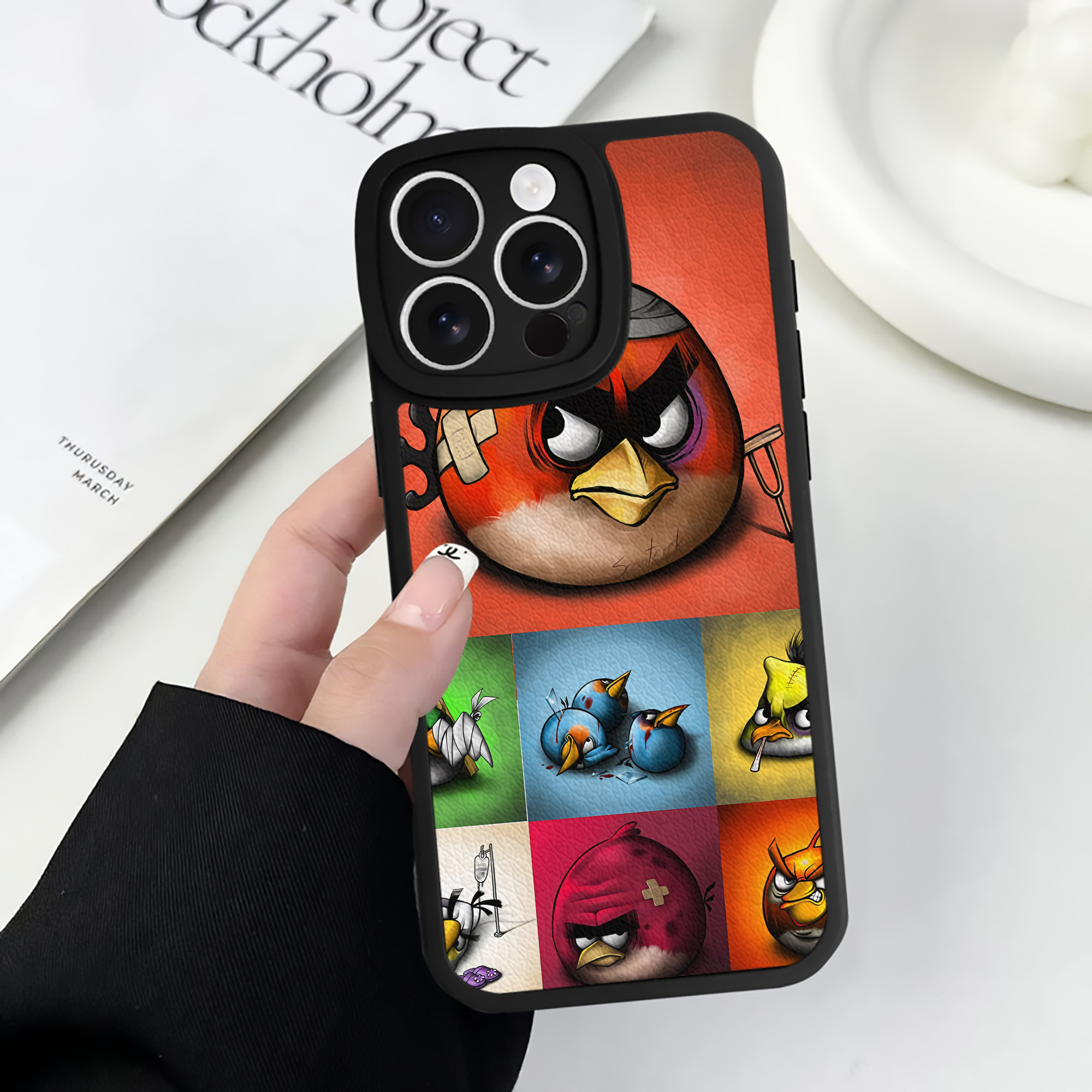 （画像用） Angry Birds アングリーバード 【iPhone 16シリーズ対応】シリコンスマホケース（レザー調） 材質：シリコン